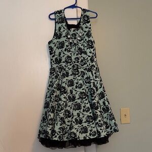 Knitworks Black Floral on Mint Kids Dress